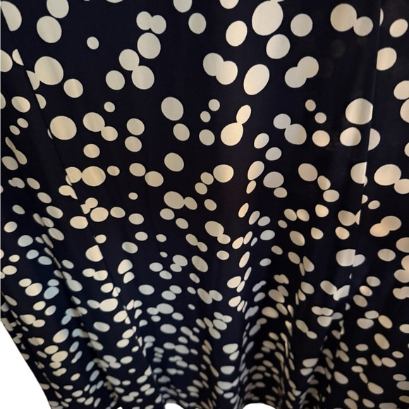 GLAMOUR Navy Polka Dot Midi Dress | Surplice V-Neck | Size Medium - Picture 4 of 9